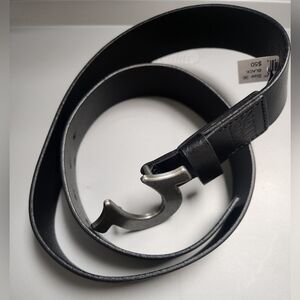 True Religion Black Leather Belt with Silver Buckle